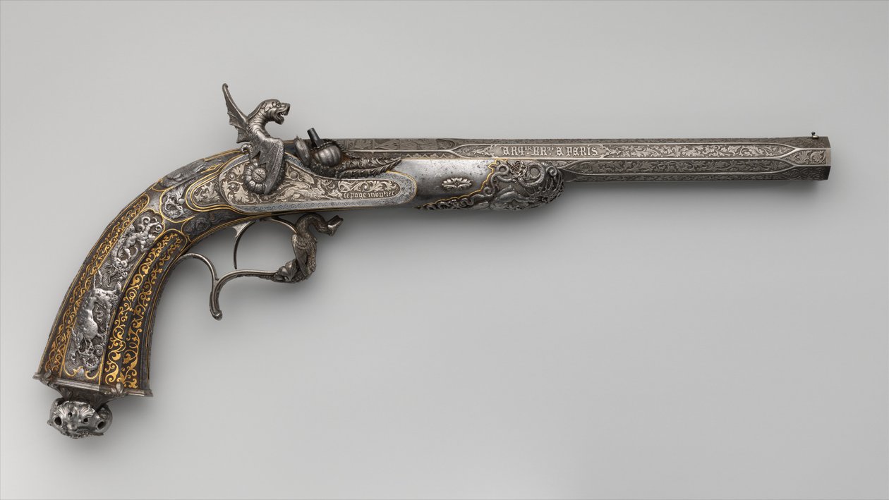 打击式展览用手枪，法国，日期为1851年 作者 Lepage Moutier