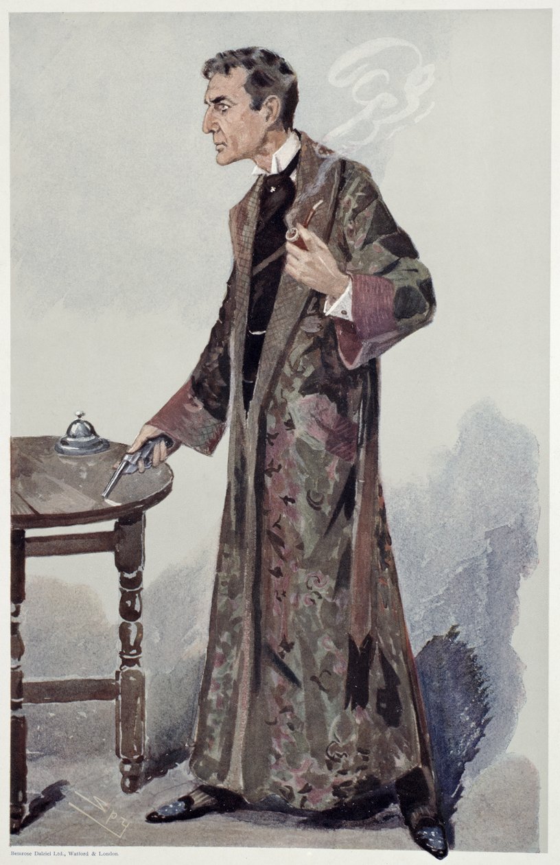 福尔摩斯，演员威廉吉列的名利场卡通，1907年 作者 莱斯利·马修·沃德