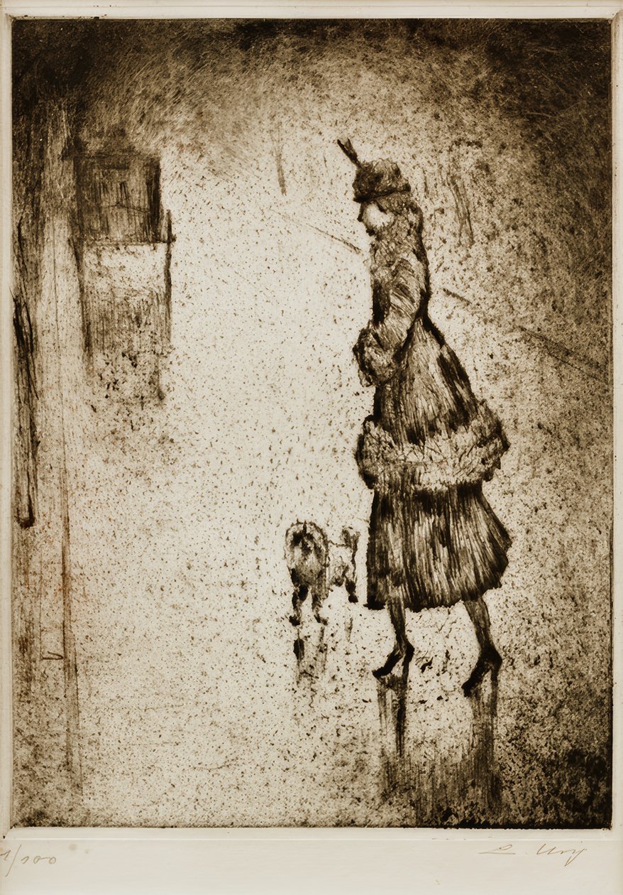 贵妇与湿的街道上的贵宾犬（驾驶室左） 作者 小乌里