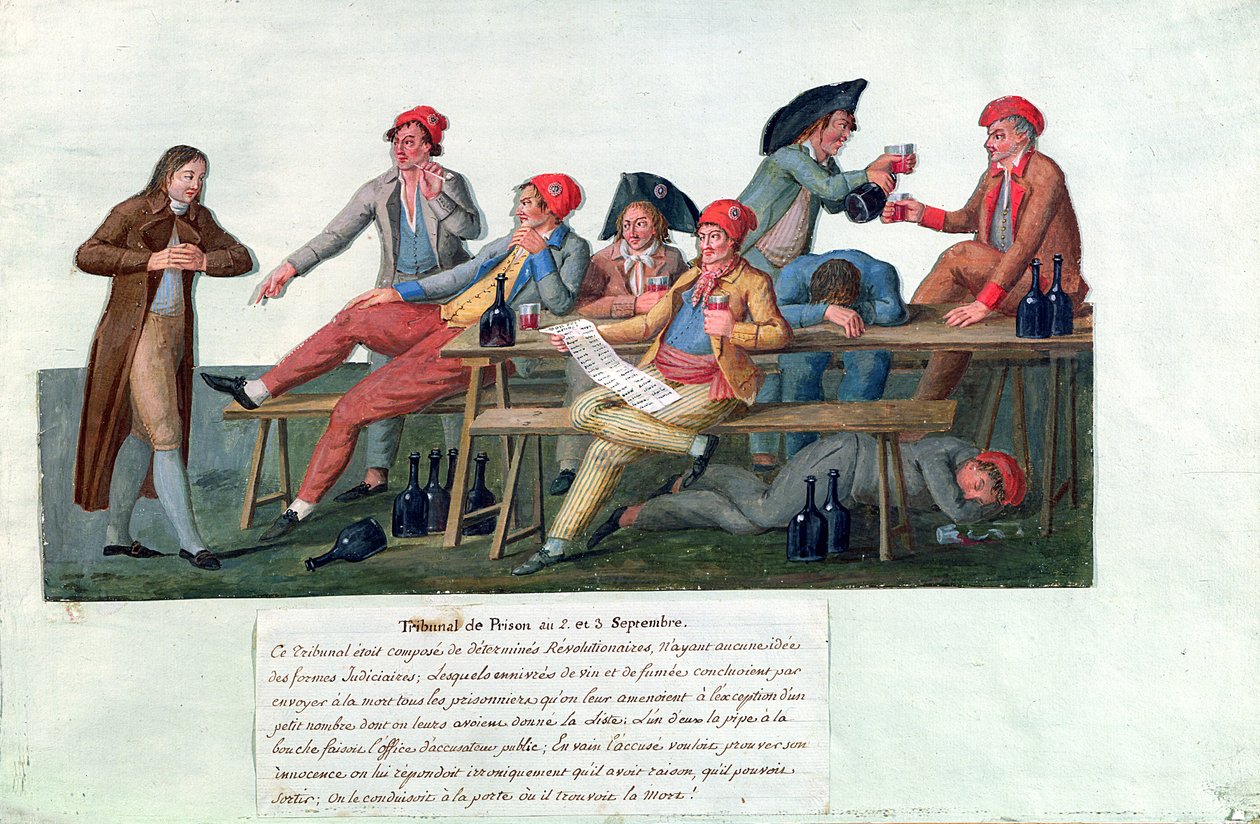 1792年9月2日和3日监狱法庭（卡片上的水粉） 作者 莱索尔兄弟