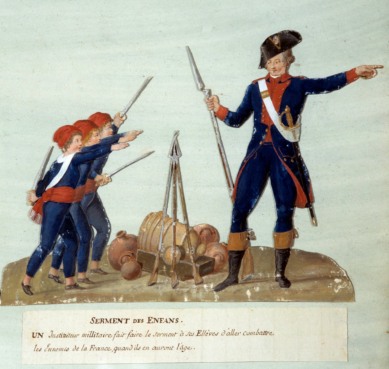 1789年的法国革命。儿童的誓言。水粉画《Lesueur兄弟》（18世纪）。巴黎，卡纳瓦莱博物馆 作者 莱索尔兄弟