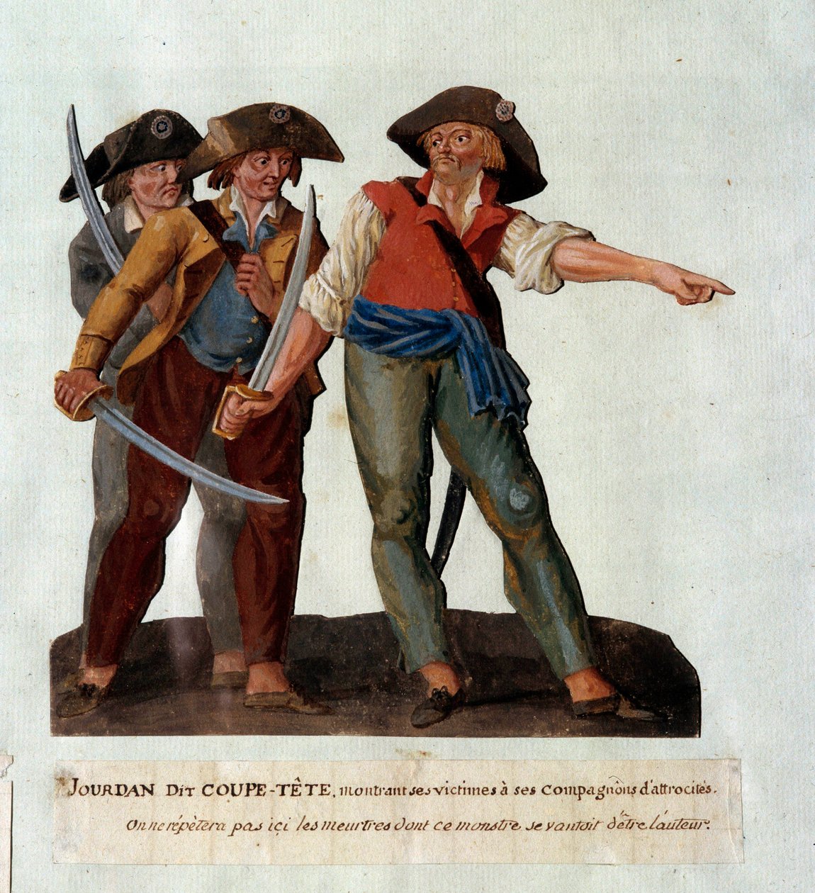 Mathieu Jouve Jourdan dit Jourdan Coupe-Tete (1749-1794) 的代表，他是一位残酷的革命者，在 1791 年 10 月阿维尼翁冰川大屠杀后成名。 水粉画师 Lesueur（18 世纪） 作者 莱索尔兄弟