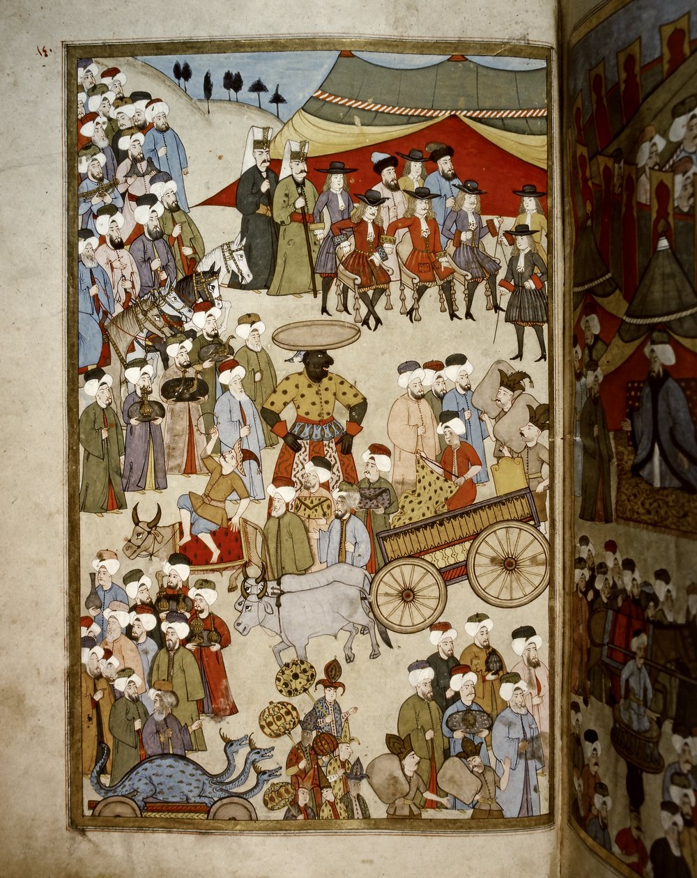 奥托曼帝国：伊斯坦布尔的集市，约 1720 年（微型画） 作者 列夫尼列夫尼
