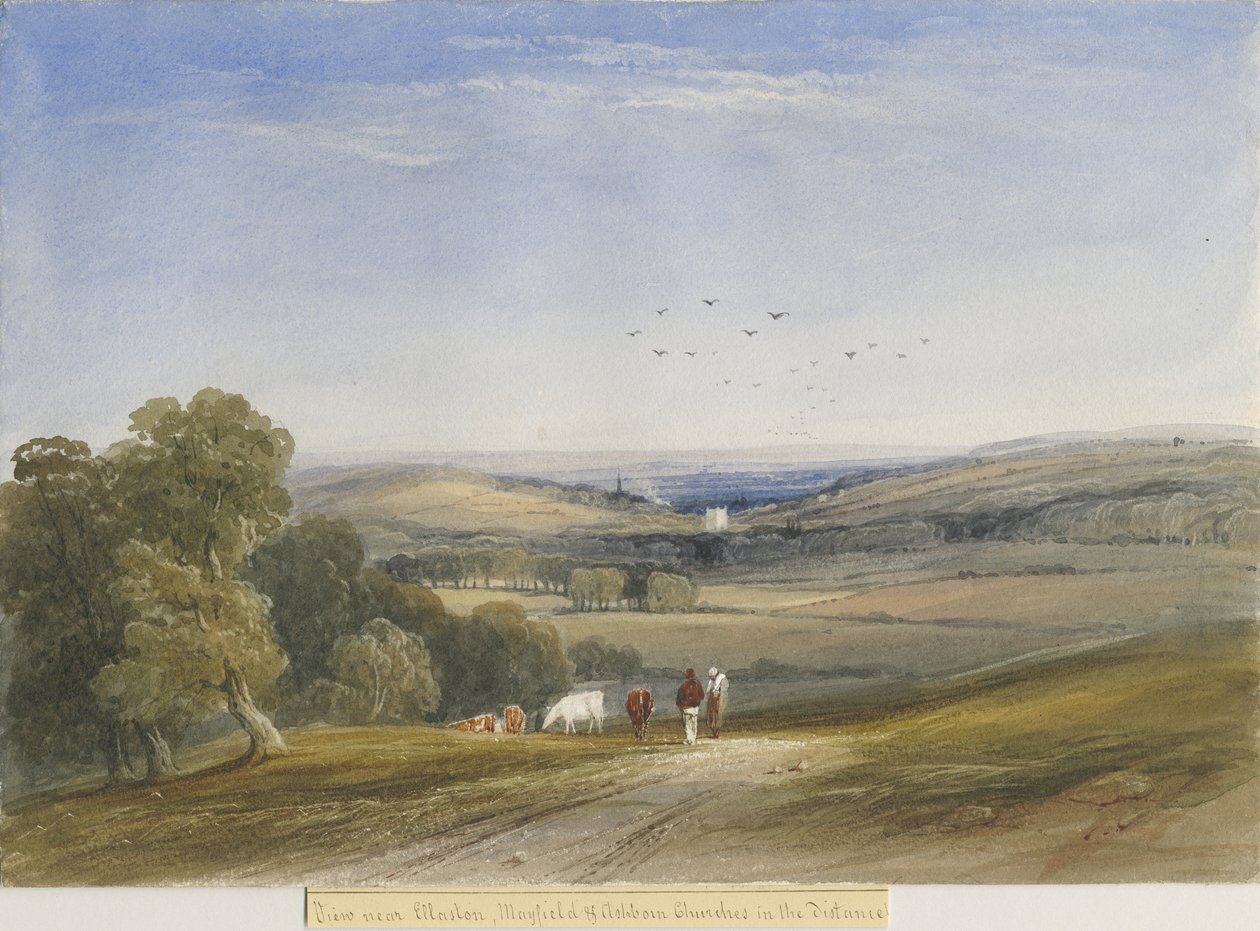 Ellastone Church：水彩画，nd [？19th cent] 作者 刘易斯·约翰·伍德