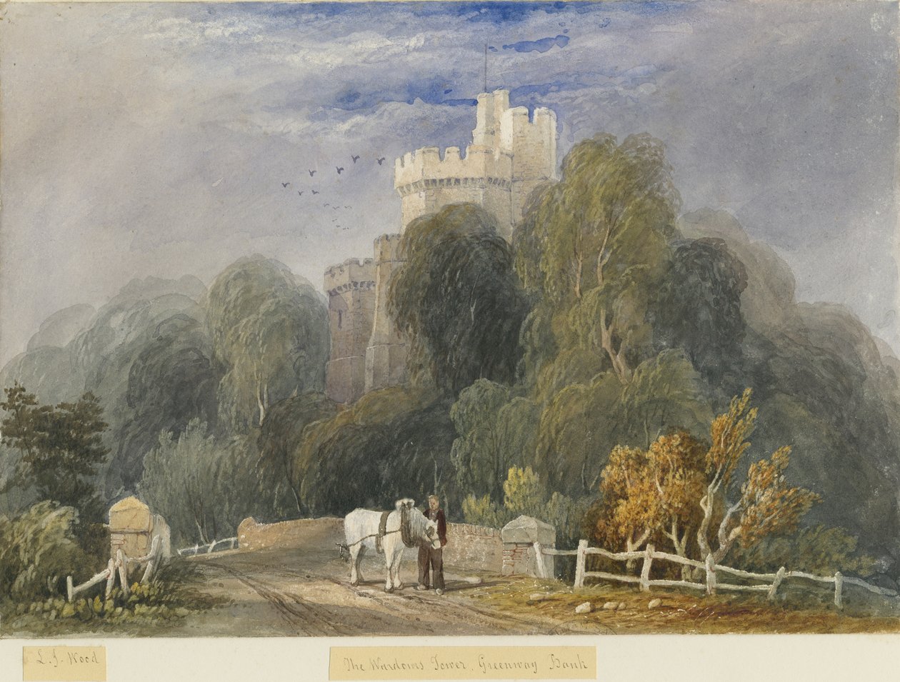 格林威银行-沃德大厦（Warder&39;s Tower）：水彩画，nd [c1830-1840]（绘画） 作者 刘易斯·约翰·伍德