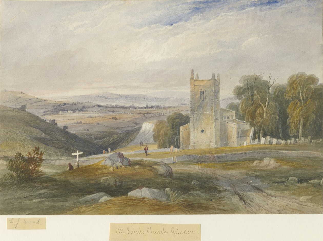 格林登教堂：水彩画，nd [c1830-1845] 作者 刘易斯·约翰·伍德