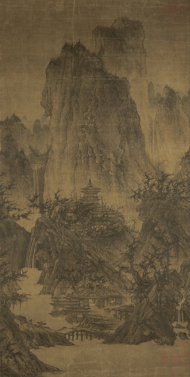 在清除峰顶的一座孤零零的寺庙 作者 李成