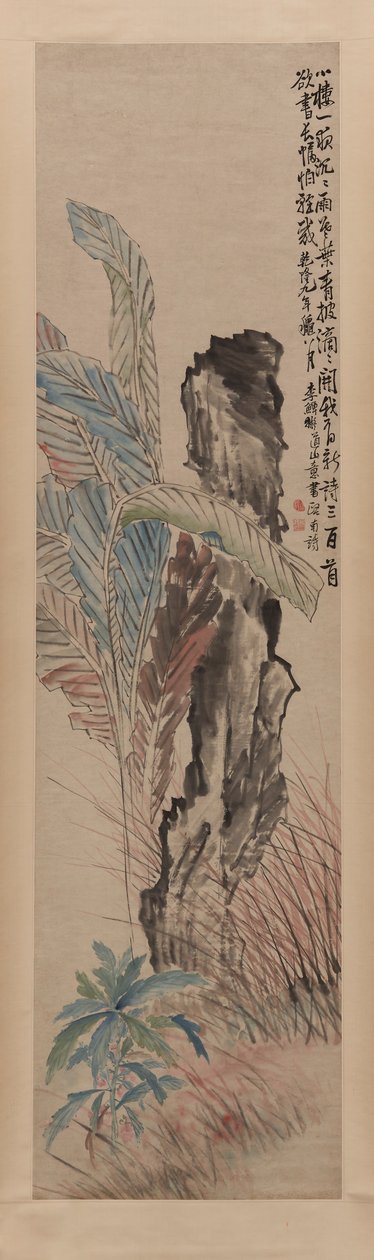 花园岩石旁的香蕉树 作者 李山