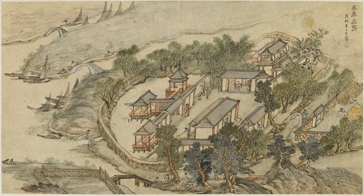 五只鹿偏僻寺院，十七世纪初。 作者 李士达