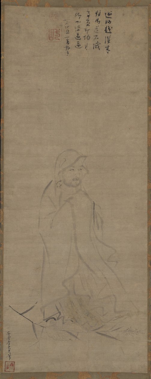 菩提达摩骑着芦苇过长江，1317年前。 作者 李耀夫