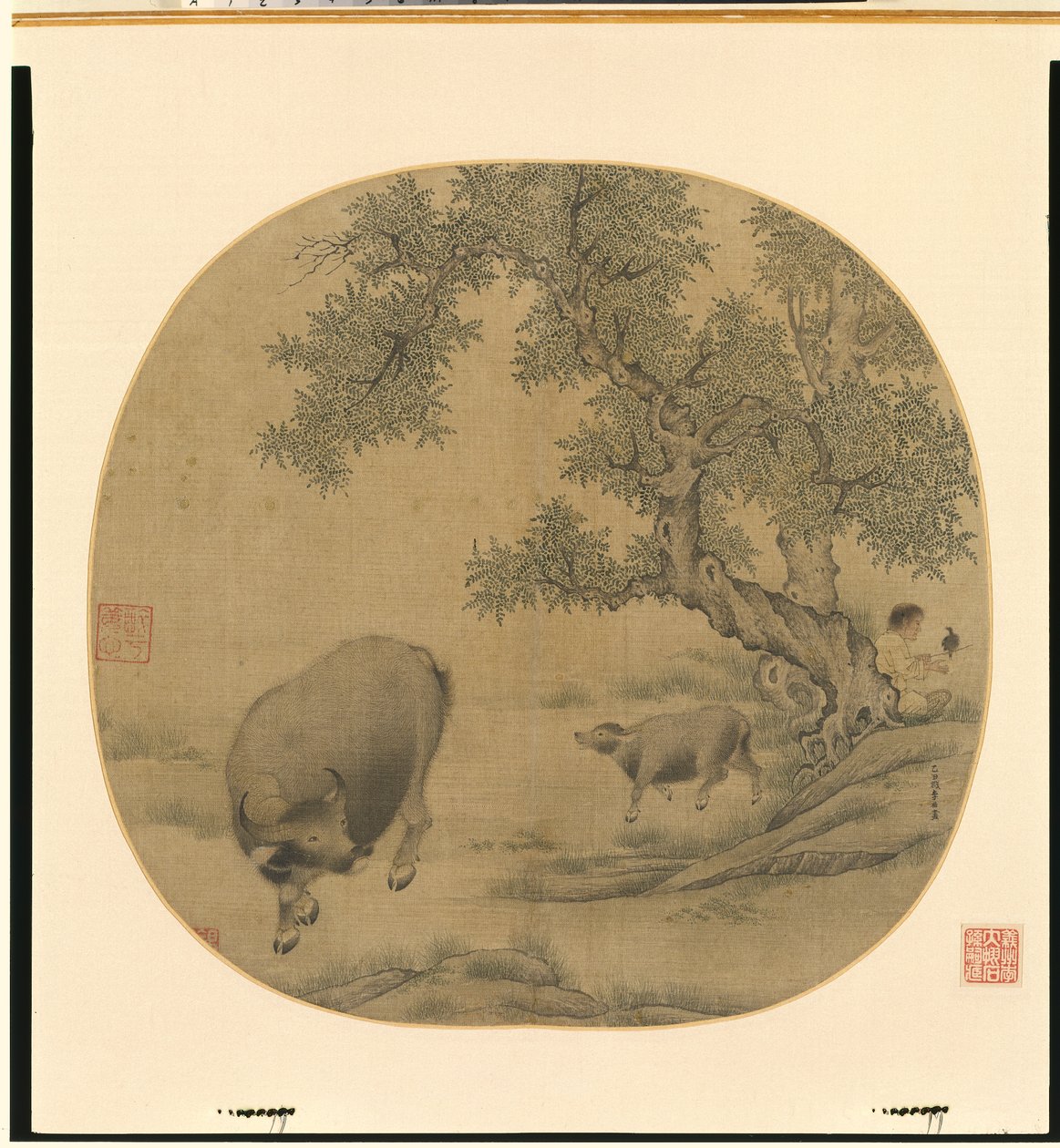 人、水牛和小牛，1205或1265。 作者 李友