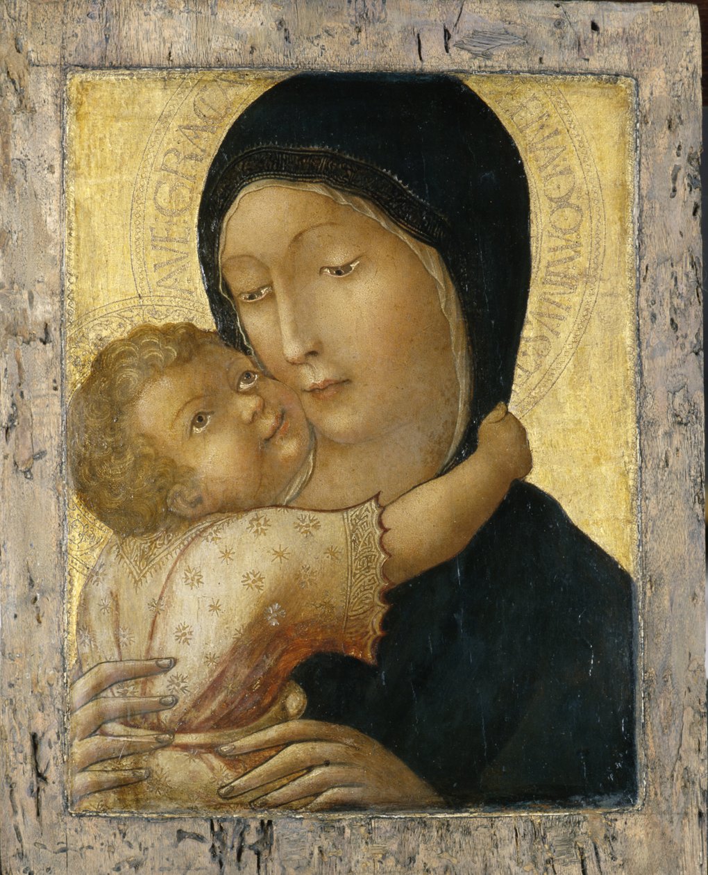 麦当娜和儿童，c.1470（杨木上的蛋彩画） 作者 维罗纳自由主义者