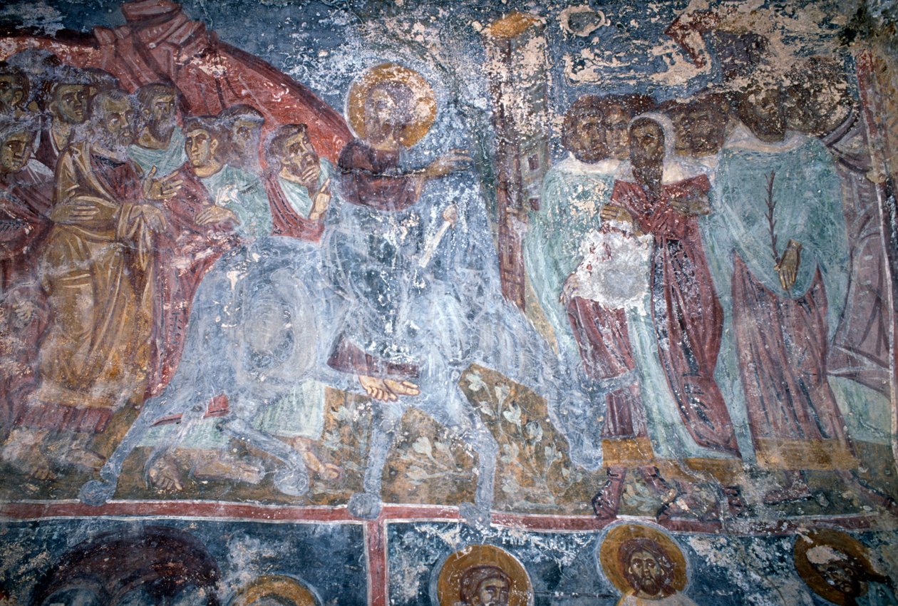 天使，希腊克里特岛 Vlithias 拜占庭式 Sotiras Christos 教堂的壁画（照片） 作者 未知未知