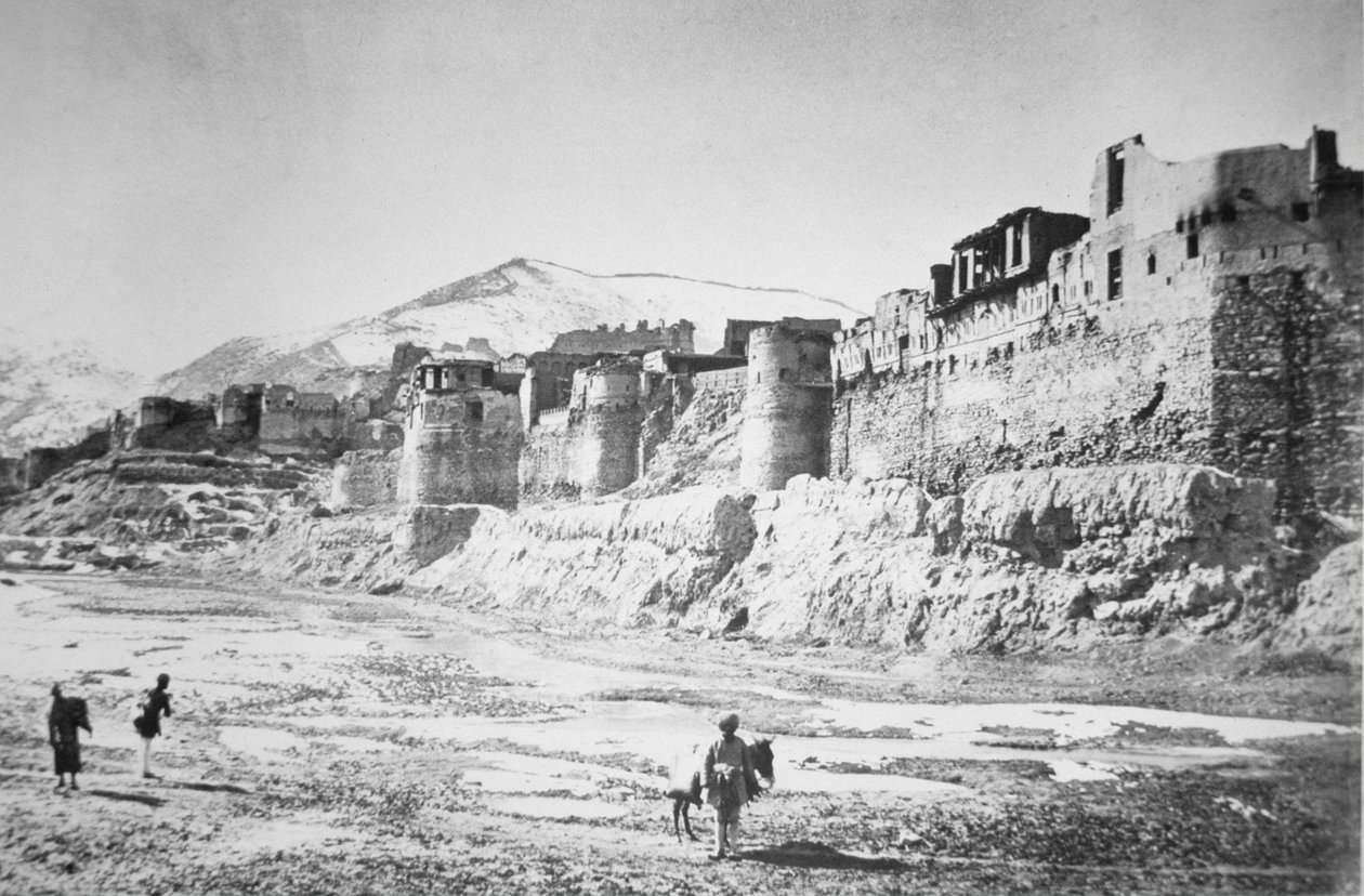 1878-80年第二次阿富汗战争期间在喀布尔的巴拉-希萨尔（石印）。 作者 未知未知