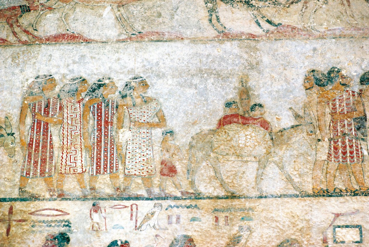 Beni-Hasan Necropolis. Tomb of Khnumhotep III. Detail: mural painting depicting an Asiatic caravan. Middle Kingdom. 作者 未知未知