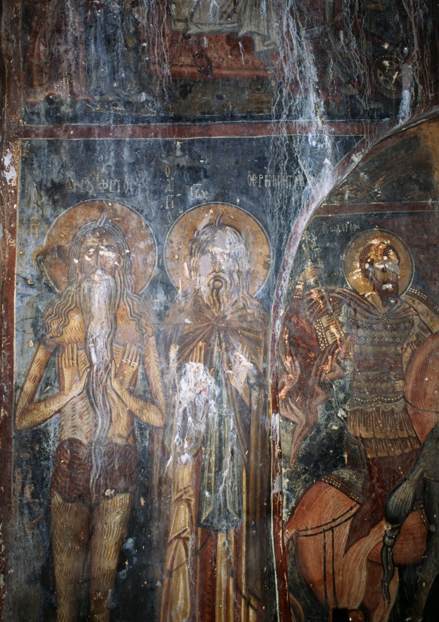 基督和圣徒，希腊克里特岛坎塔诺斯Agios Ioannis教堂的壁画(照片) 作者 未知未知