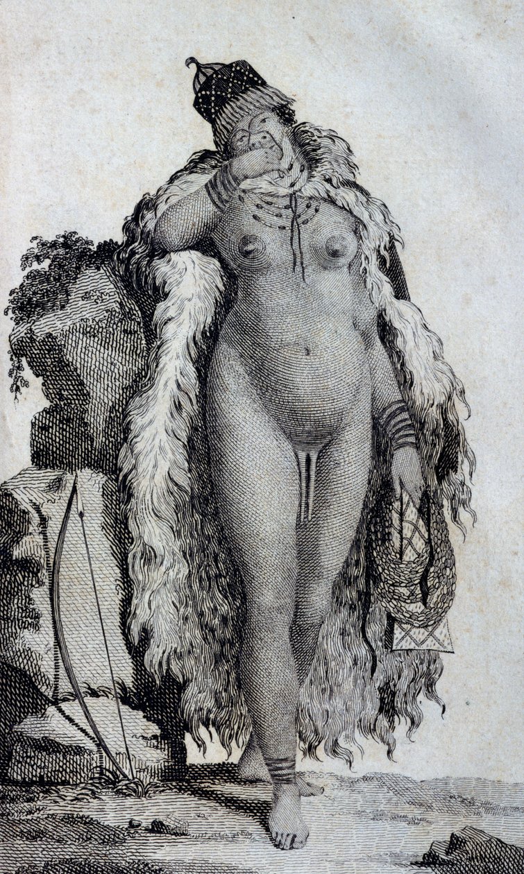 民族妇女科伊科伊人（霍屯督人），摘自1783年勒-瓦扬经好望角进入非洲内陆地区的旅行。 作者 未知未知