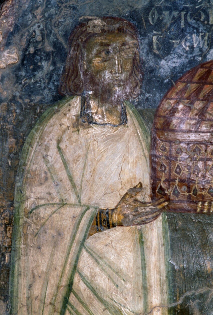 Agia Anna 教堂的壁画买家，持有教堂模型，1642 年的壁画，希腊克里特岛阿尼萨拉基 作者 未知未知