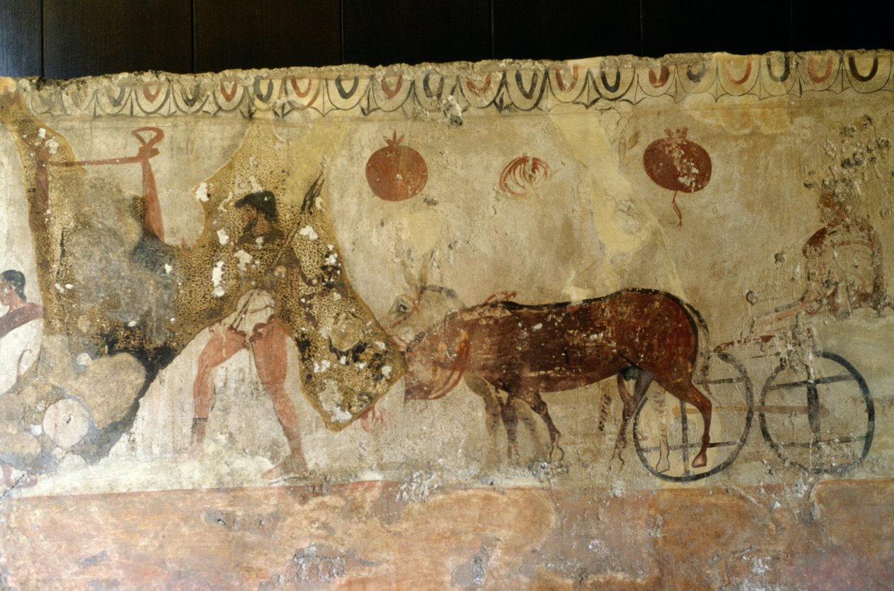 冥界之旅，意大利坎帕尼亚帕埃斯图姆 Andriuolo-Laghetto 墓地壁画，古希腊文明，大希腊，公元前 4 世纪（照片） 作者 未知未知