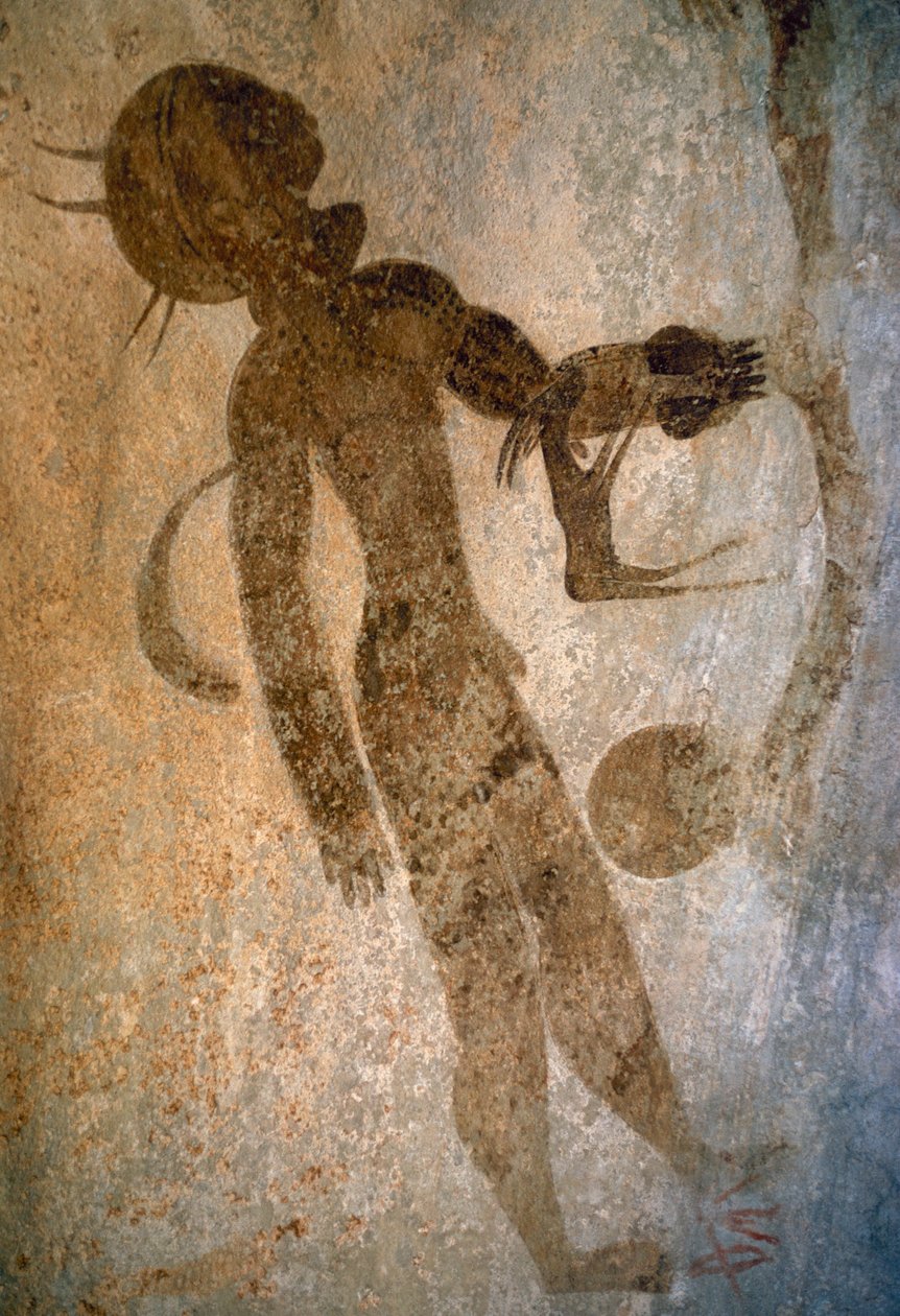 男子游泳，岩画，Tassili n