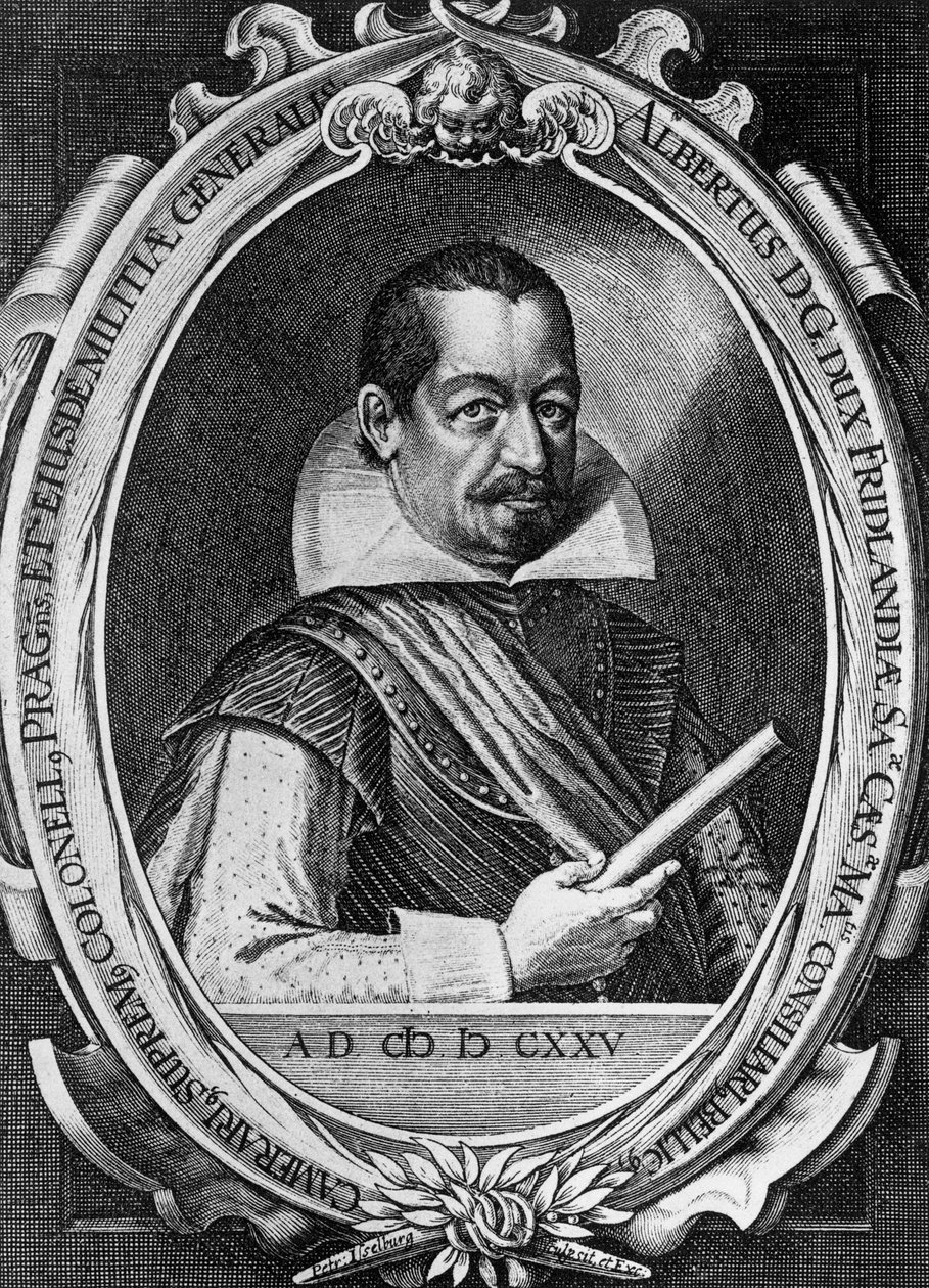 Albrecht Wenzel Eusebius von Waldstein（1583-1634）的肖像，波西米亚军事领袖和政治家，他在三十年战争期间向皇帝费迪南德二世提供服务，Peter Isselburg的雕刻（约1580-约1631）。 作者 未知未知
