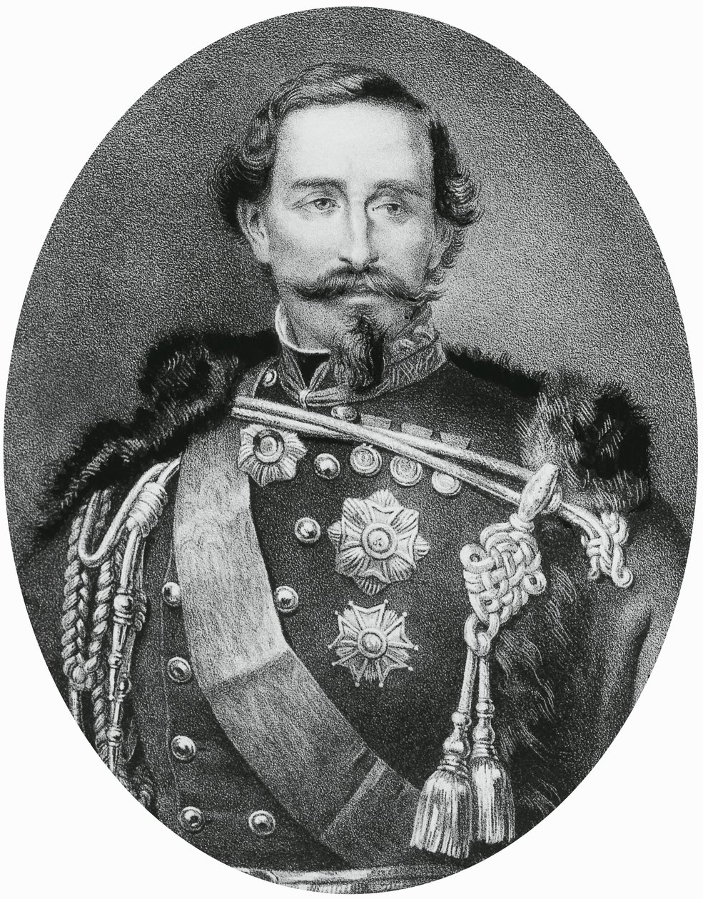 阿方索·费雷罗·德拉·马尔莫拉 (1804-1878) 的肖像，意大利将军和政治家，雕刻 作者 未知未知