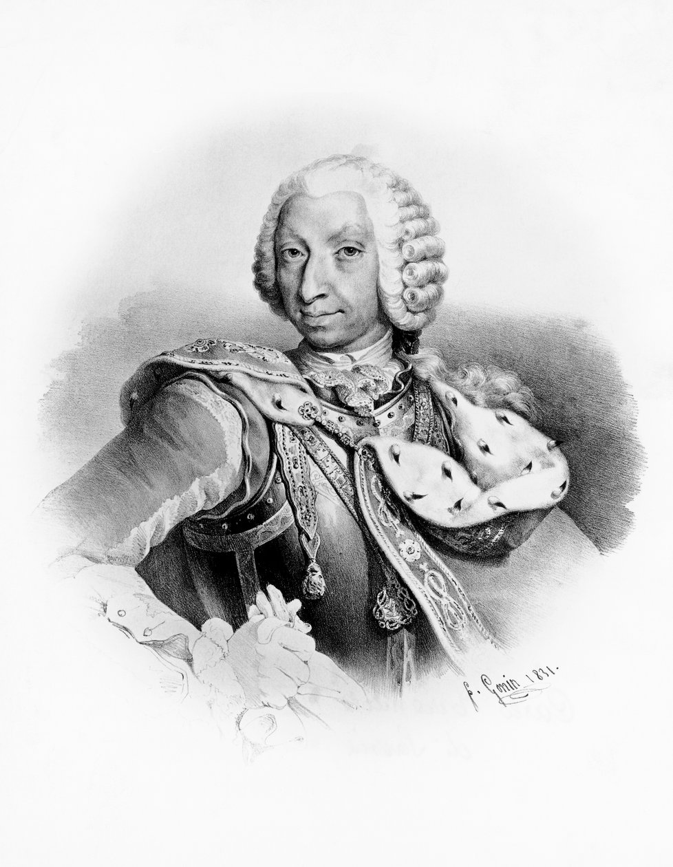 Portrait of Charles Emmanuel III of Savoy (1701-1773), King of Sardinia from 1730, engraving after drawing by Francesco Gonin (1808-1889) 作者 未知未知
