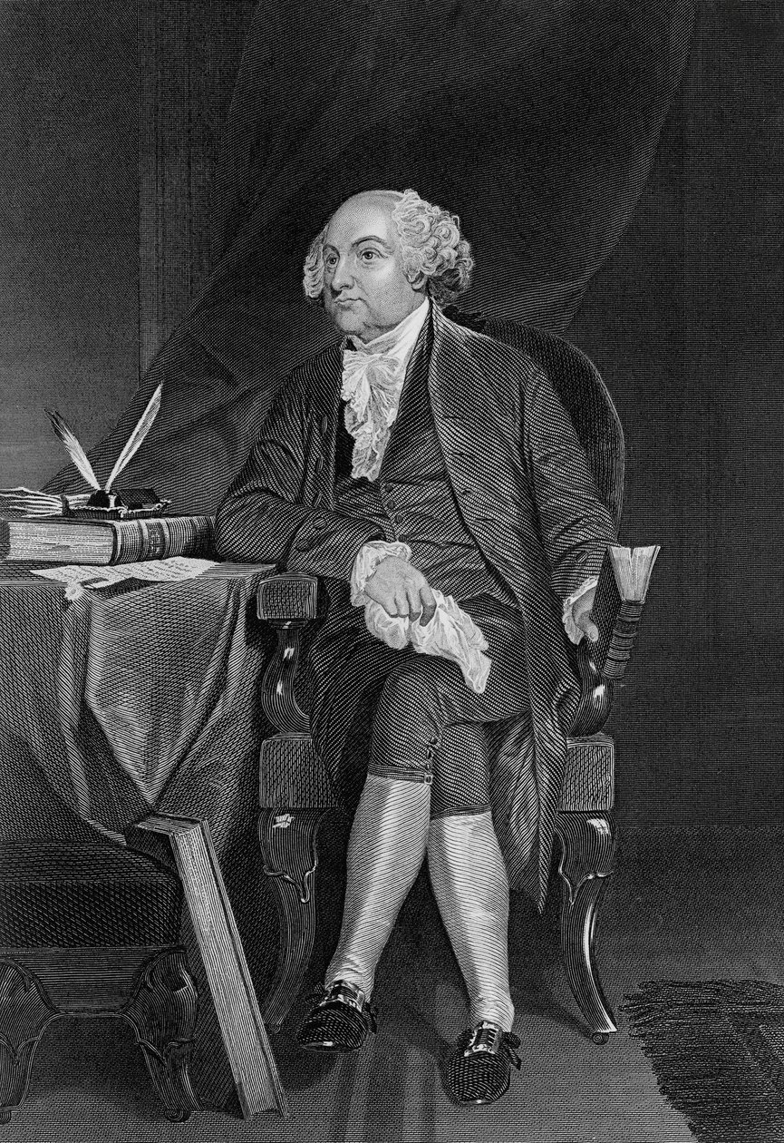 约翰-亚当斯（1735-1826）肖像，美国政治家，1797-1801年美国第二任总统，1789-1797年第一任副总统，雕刻品 作者 未知未知