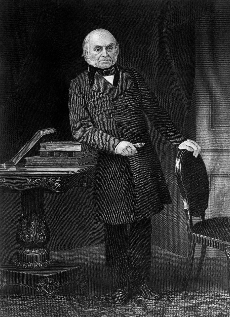 约翰·昆西·亚当斯 (1767-1848) 的肖像，美国政治家和外交家，1825 年至 1829 年担任美国第 6 任总统，版画 作者 未知未知