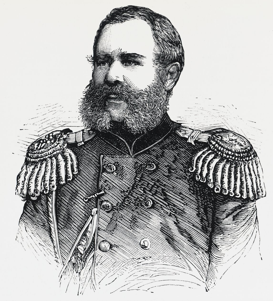 俄罗斯将军尼古拉-奥布鲁切夫（1830-1904）的肖像，雕版画 作者 未知未知