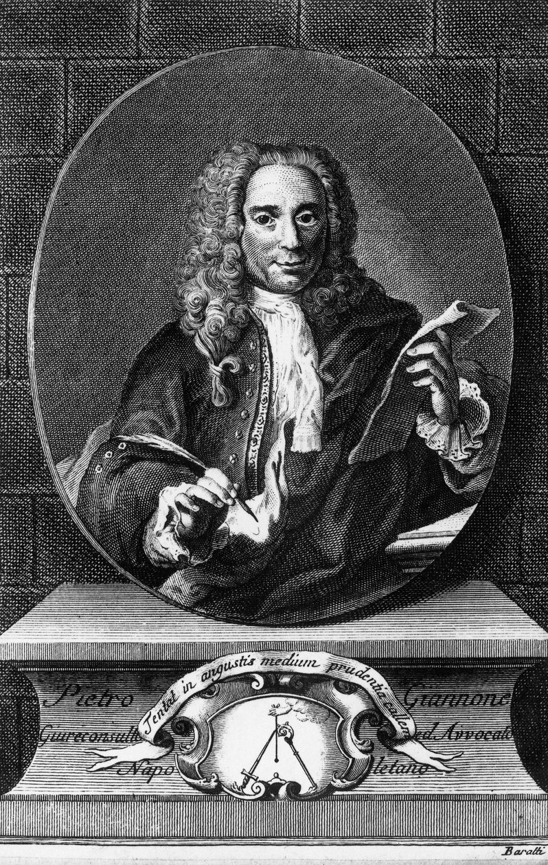 Portrait of Pietro Giannone (1676-1748), Italian philosopher, historian, and jurist, engraving by Antonio Baratti (1724-1787) from Istoria civile del Regno di Napoli by Pietro Giannone, published by Giambattista Pasquali 作者 未知未知