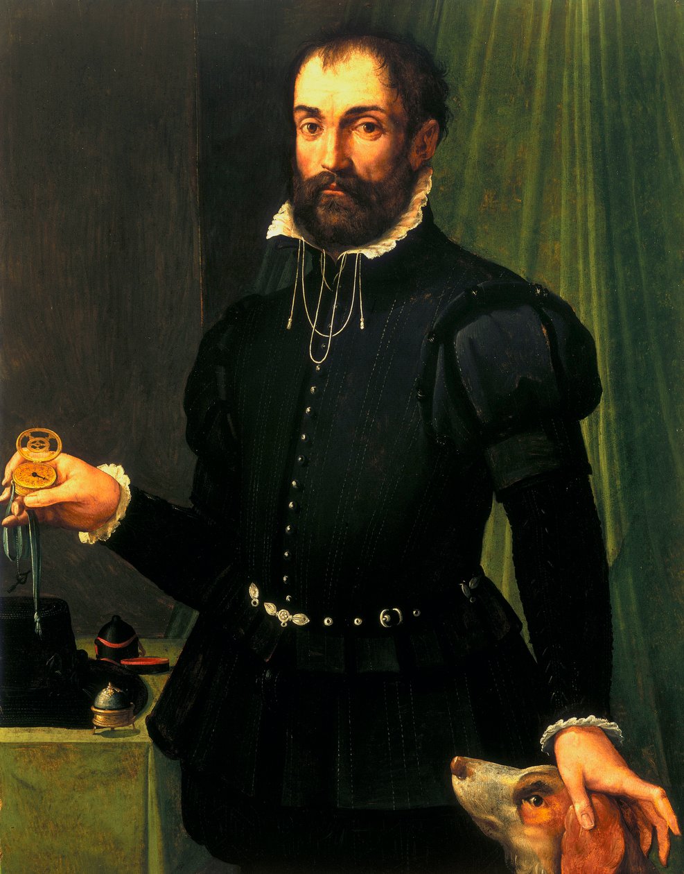 Watches, Wrist, Analogue 一个人拿着手表的肖像，c 1558 作者 未知未知