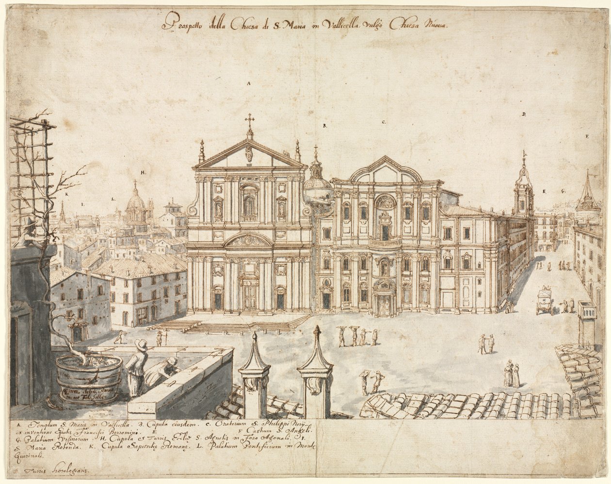 罗马的十八景：瓦里切拉的圣玛丽亚教堂，1665年。 作者 列文·克鲁伊