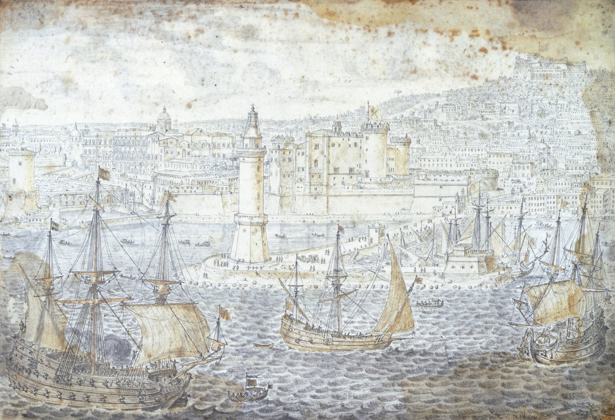那不勒斯景观，Lievin Cruyl（1640-1720），意大利 作者 列文·克鲁伊
