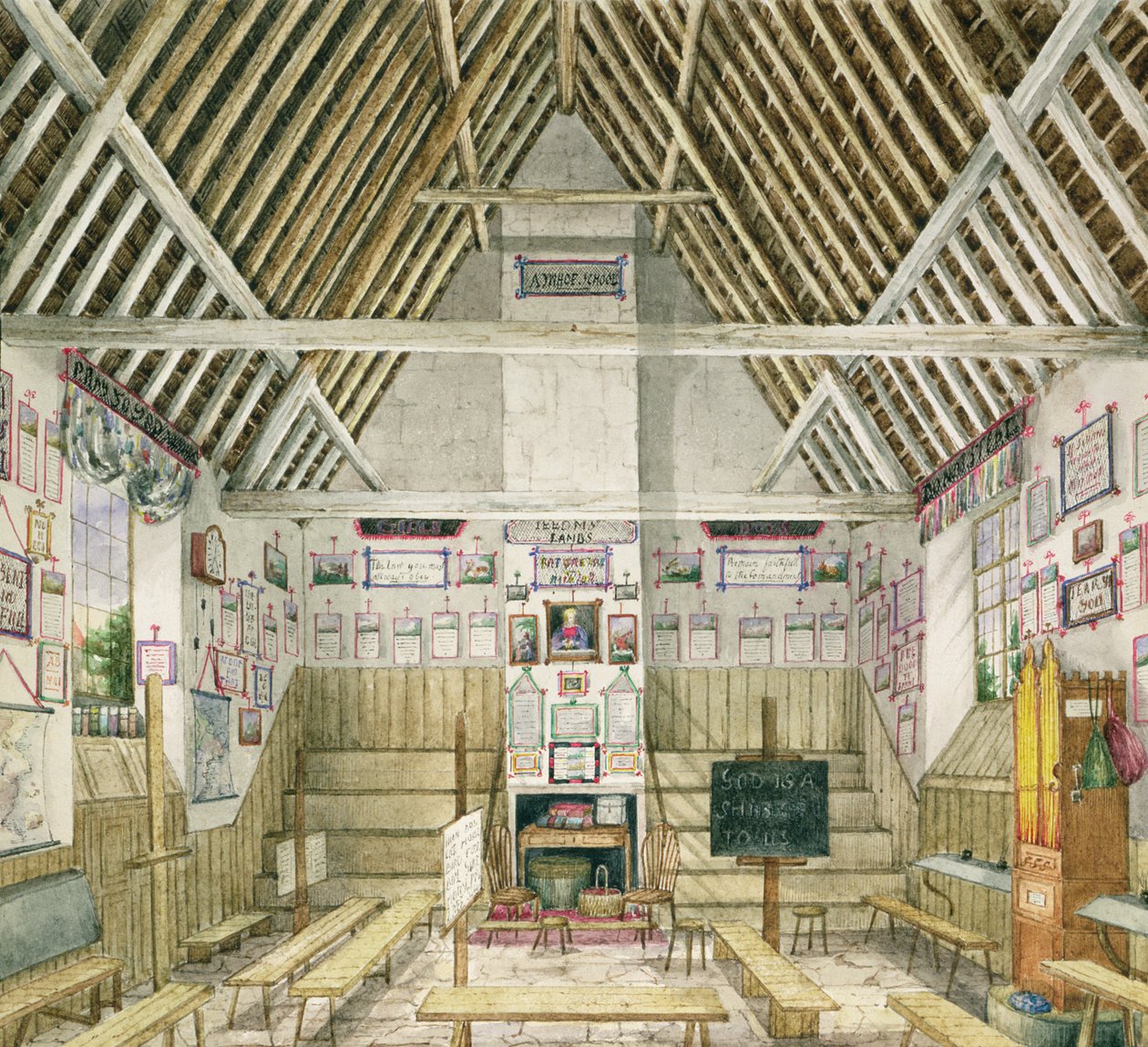 乡村学校，Aynhoe，1845年 作者 莉莉·卡特赖特