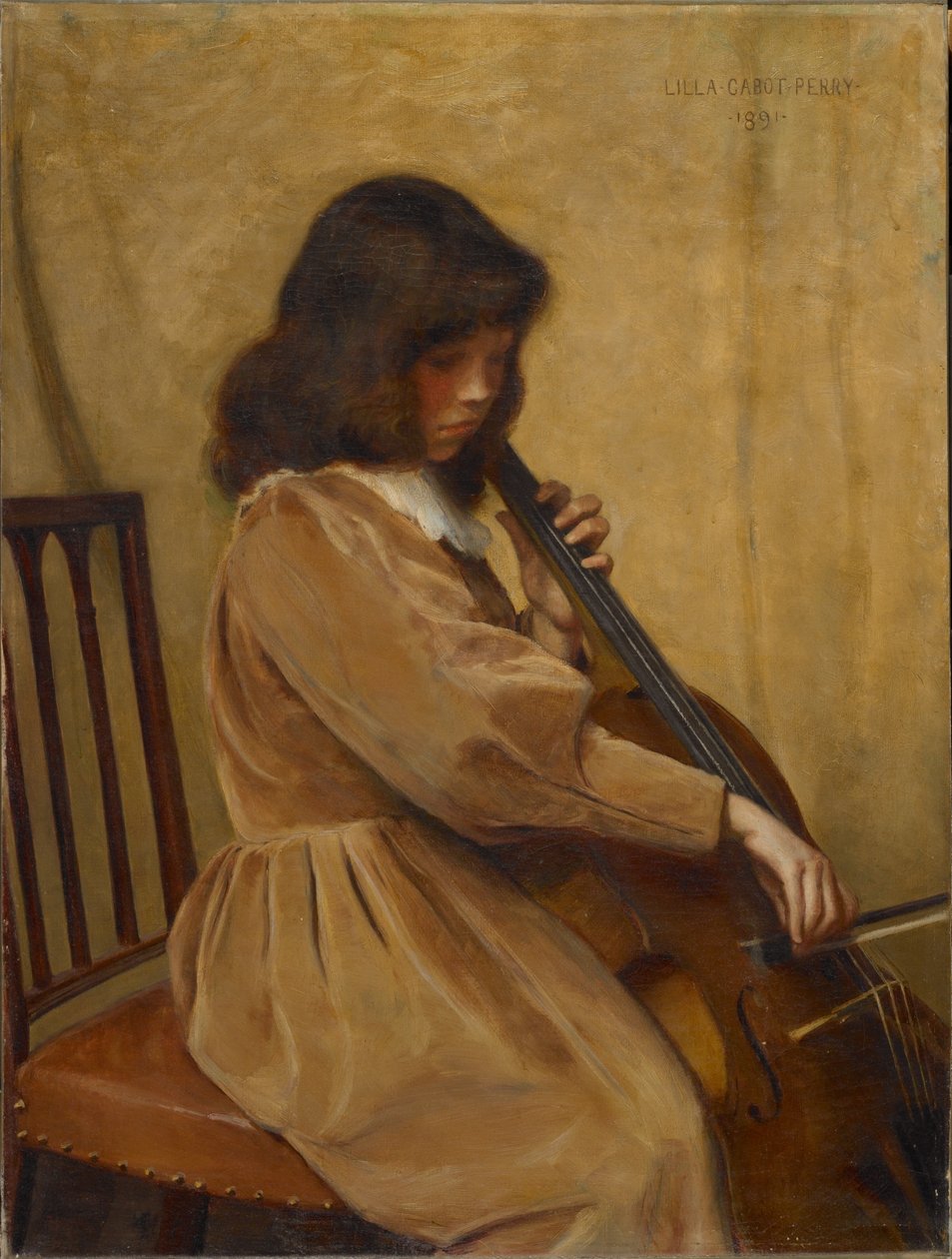 拉大提琴的女孩 作者 莉拉·卡伯特·佩里（Lilla Cabot Perry）