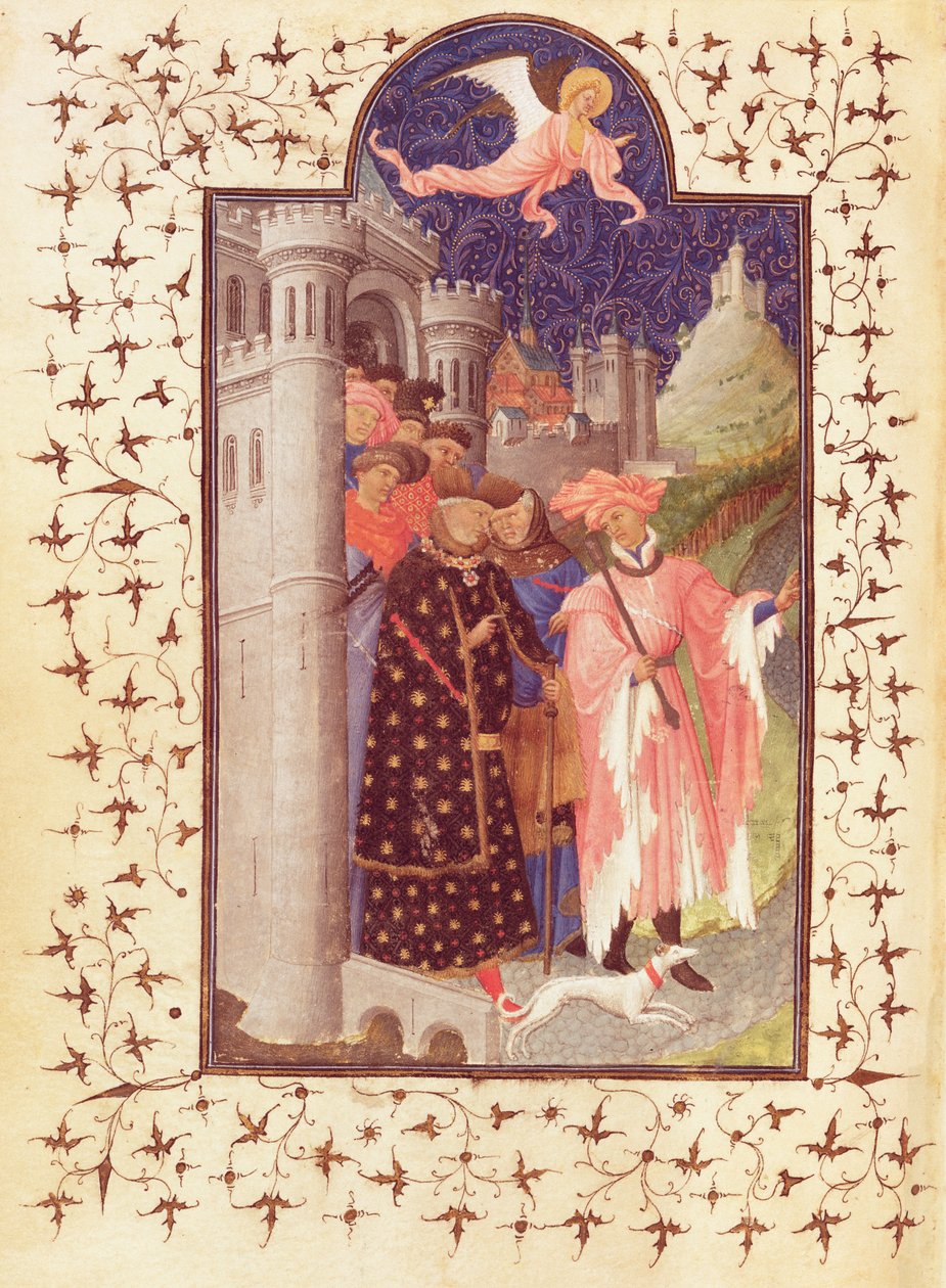 Lat 18014 f.288v法国约翰离境（1340-1416）Berry公爵，来自Berry公爵的小时，c.1412 作者 林堡兄弟