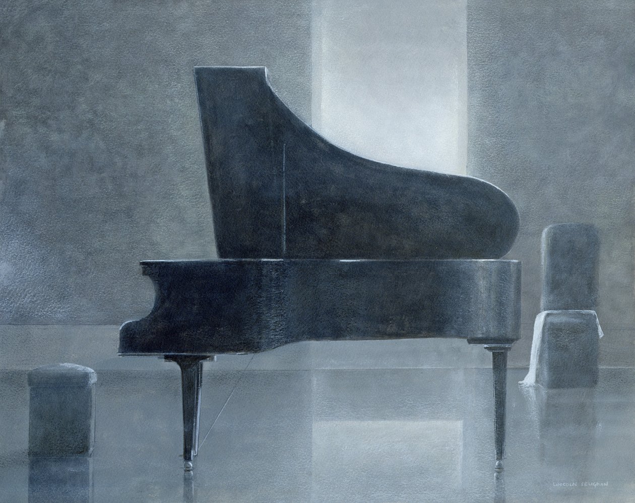 黑色钢琴，2004年（纸上丙烯酸） 作者 林肯·塞利格曼