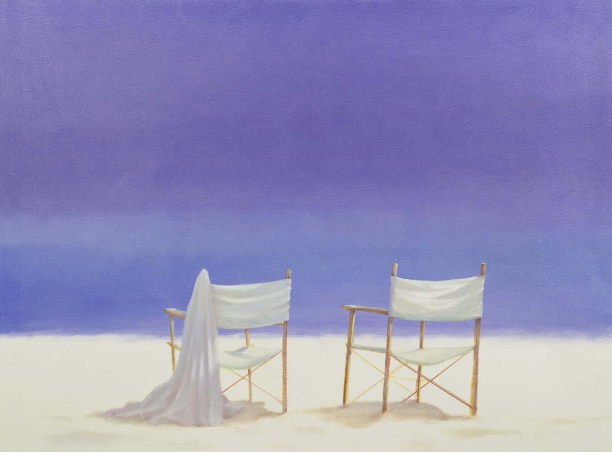 海滩上的椅子，1995年（画布上的丙烯酸） 作者 林肯·塞利格曼