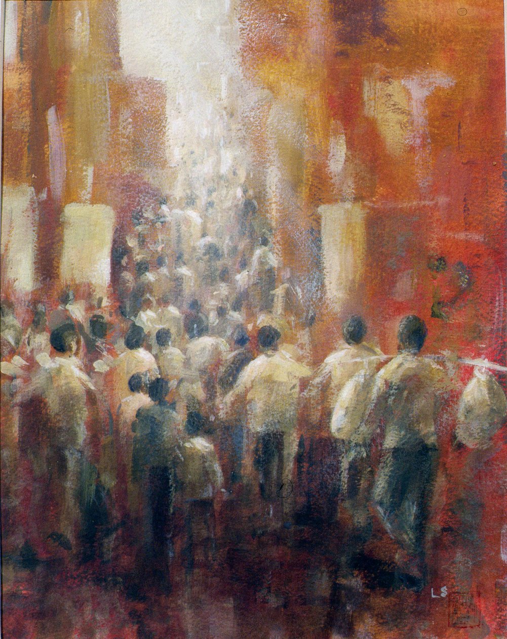 中国街，1992年（纸上丙烯酸） 作者 林肯·塞利格曼