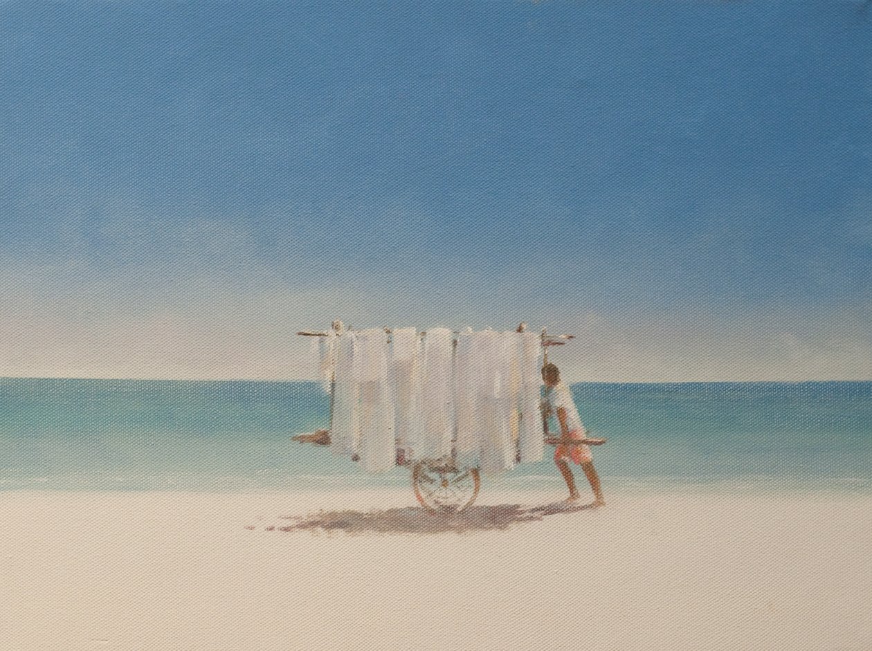 古巴海滩卖家，2010年（布面丙烯酸） 作者 林肯·塞利格曼