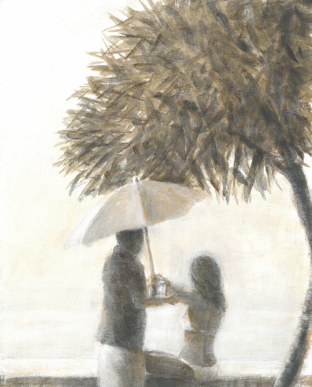 在树下喝，2015年（画布上的丙烯酸） 作者 林肯·塞利格曼