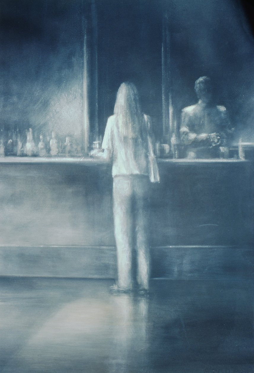 酒吧里的女孩，1995年（纸上的丙烯酸） 作者 林肯·塞利格曼