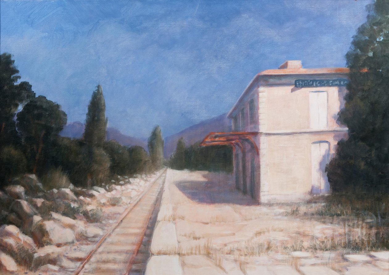 火车站，Châteauneuf，2012（丙烯画布） 作者 林肯·塞利格曼