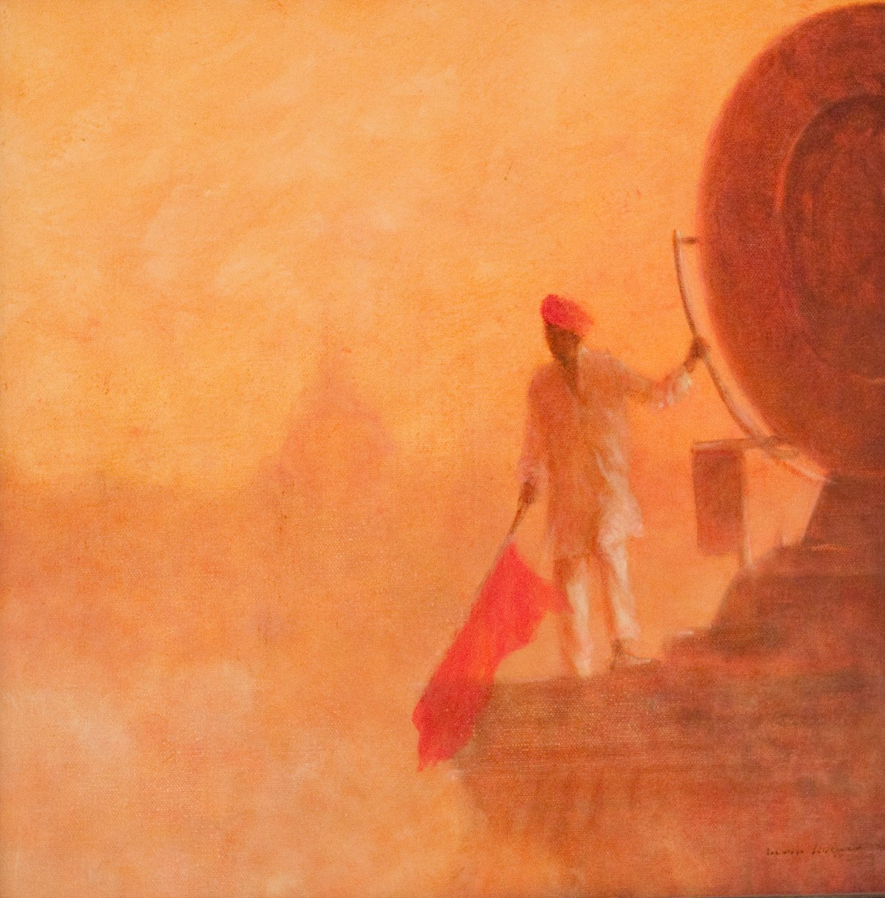 铁路旗帜人，阿格拉，2010（画布上的丙烯酸） 作者 林肯·塞利格曼