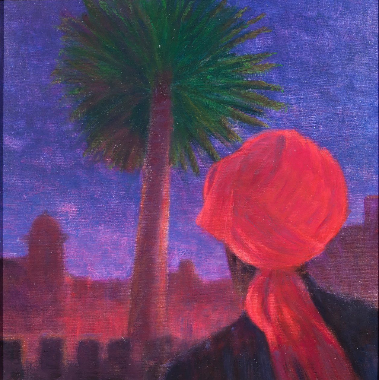 红色头巾，黄昏，焦特布尔，2012（画布上的丙烯酸） 作者 林肯·塞利格曼