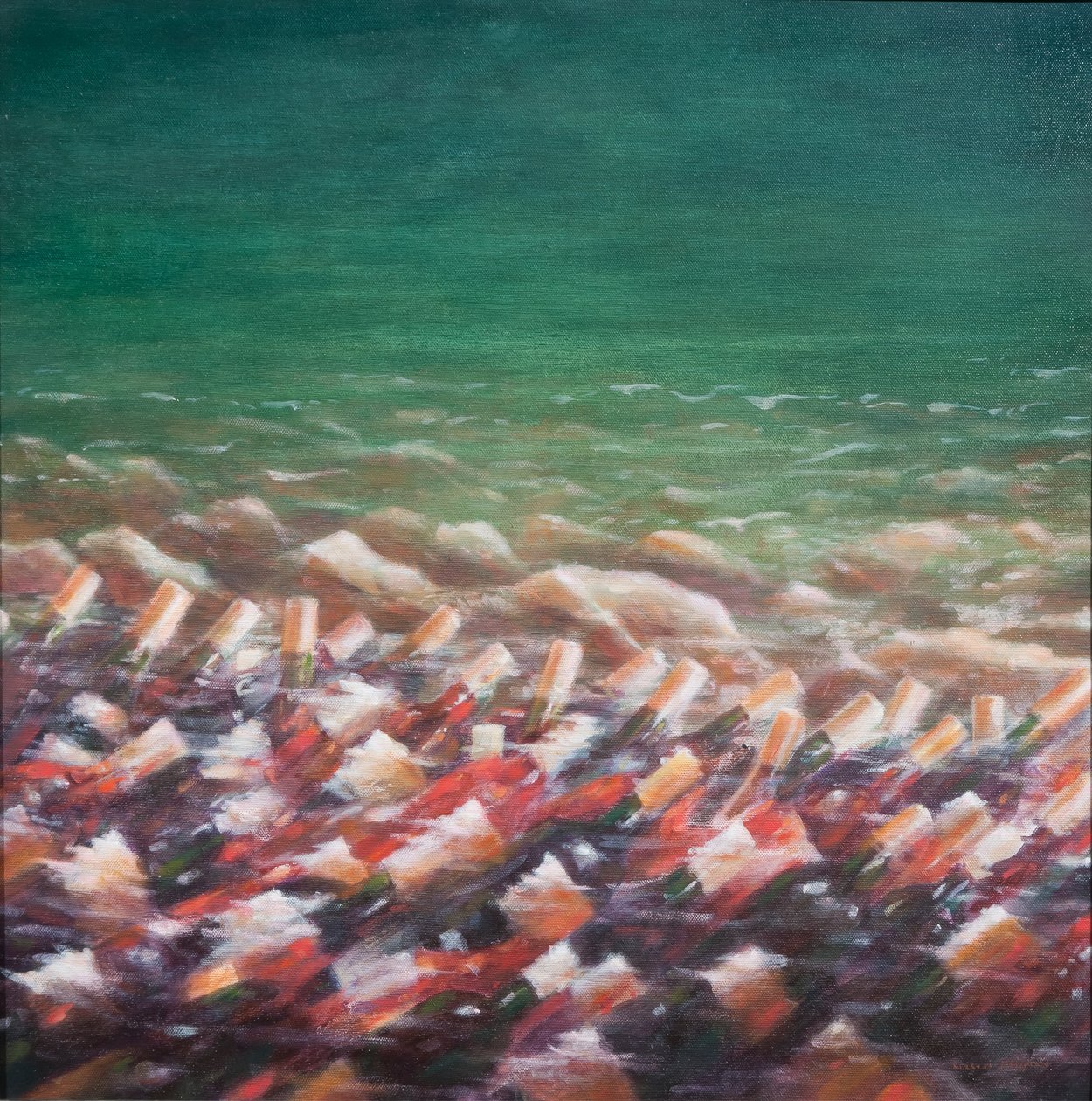 红色和玫瑰冷却，2012年（丙烯画布） 作者 林肯·塞利格曼