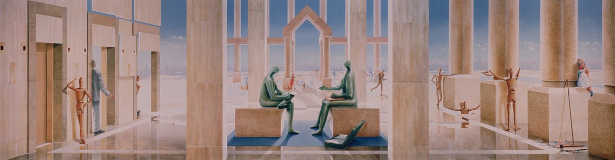 1989年银行业的轻盈（石膏板上的丙烯酸） 作者 林肯·塞利格曼