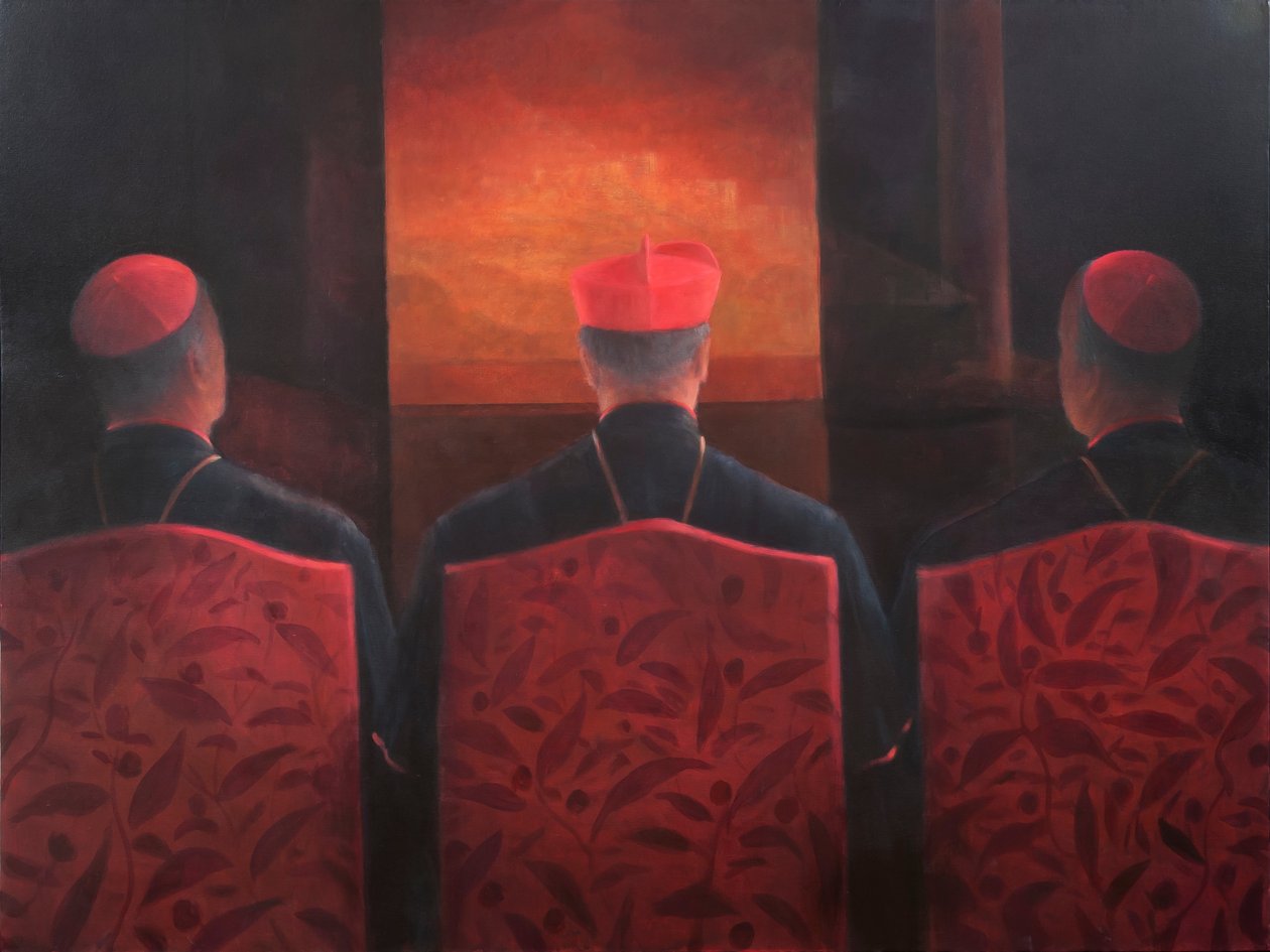 三位红衣主教，2012年（画布上的丙烯酸） 作者 林肯·塞利格曼