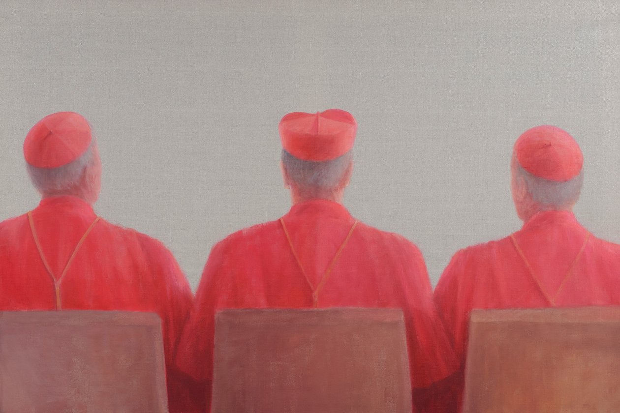 三个红衣主教II，2012（画布上的丙烯酸） 作者 林肯·塞利格曼